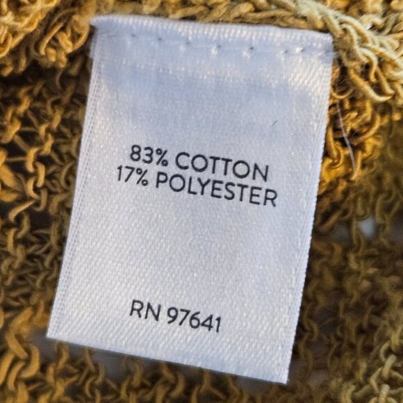 J. Jill Size Medium Gold V-Neck Open Knit Lightweight Tunic Sweater 3/4 Sleeve - Picture 6 of 13